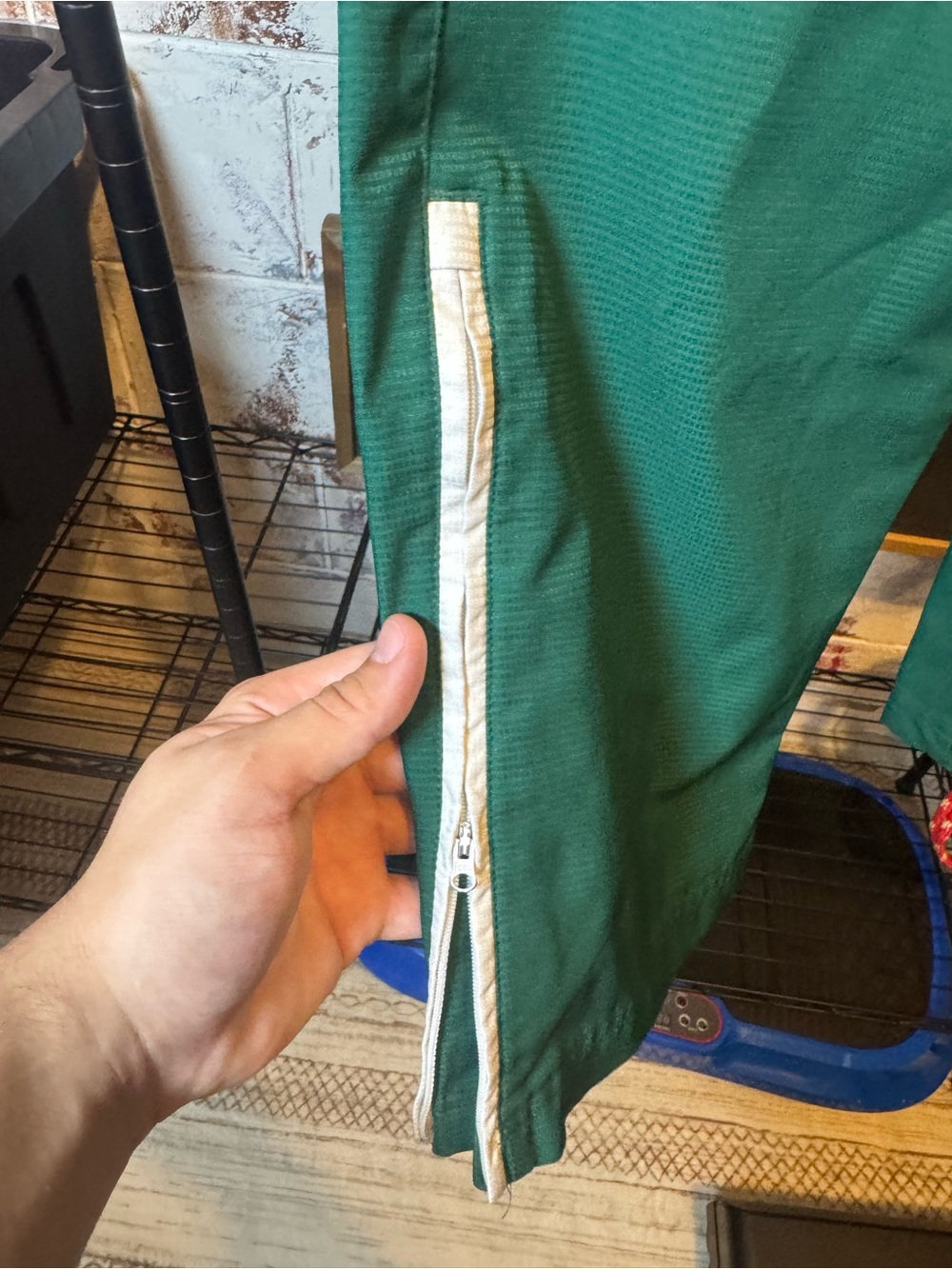 adidas Green Sweatpants with White Zipper Accents - Picture 4 of 9